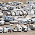 RV storage facility with parked recreational vehicles